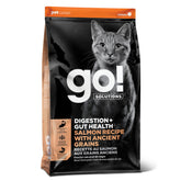 Go! Solutions Digestion Salmon Kibble ingredient visuals showcase premium protein aiding digestion.