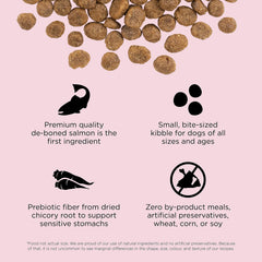 Go! Solutions Sensitivities salmon kibble small-breed dog bowl.