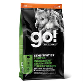 Go! Solutions Sensitivities turkey kibble bite shows grain-free protein choice for sensitive stomachs