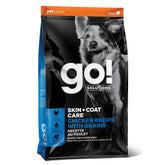 Go! Solutions Skin + Coat dry dog kibble in bowl for tasty nutrition.