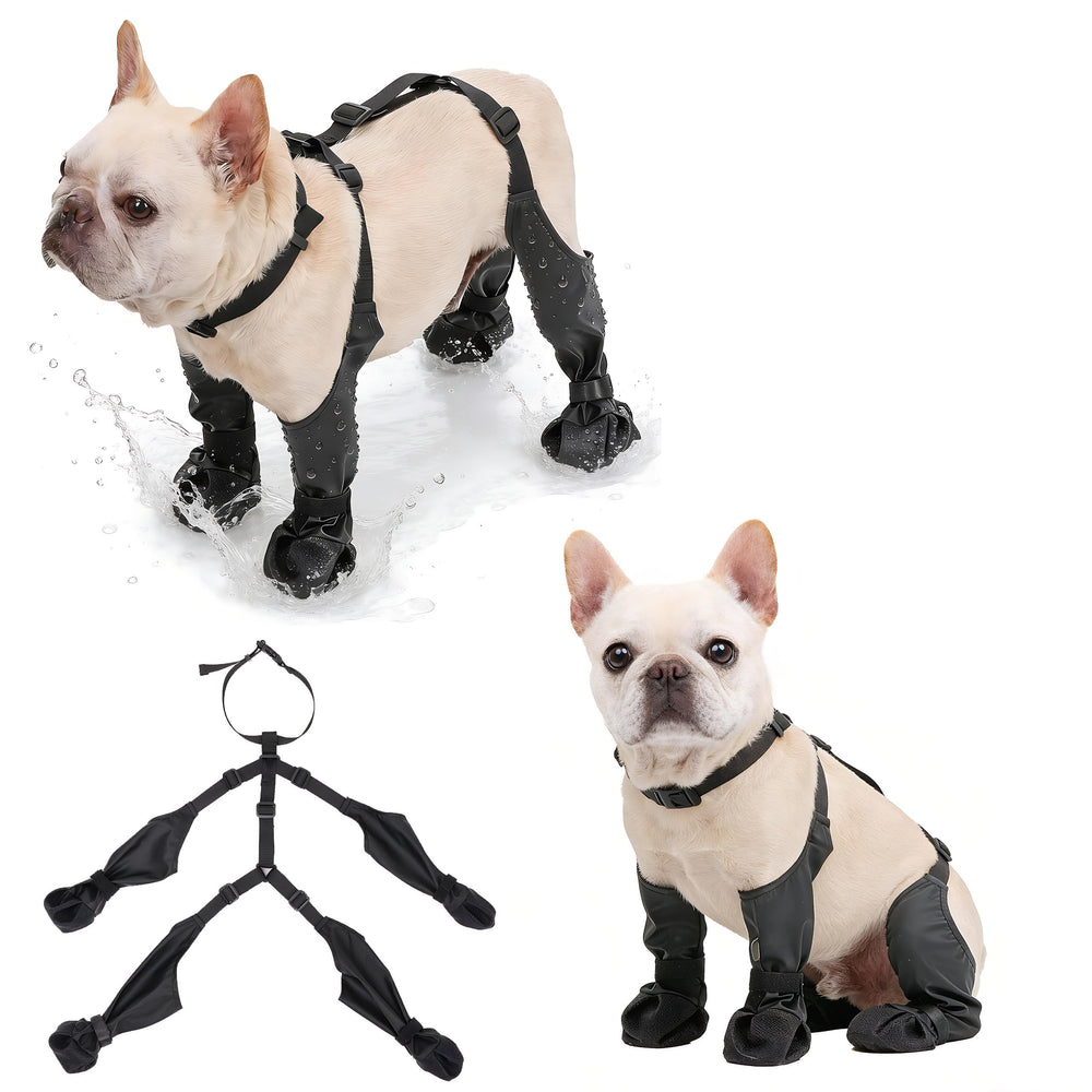 Gockeoz dog boots suspenders waterproof side view with durable paw protection.