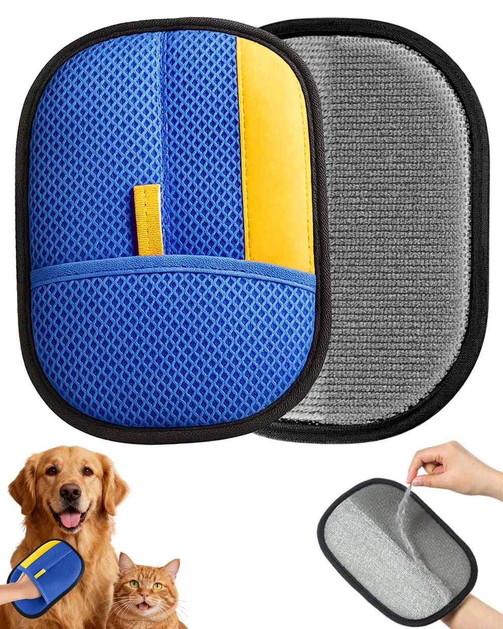 Godmifa pet hair removal glove on sofa capturing fur for quick upholstery refresh