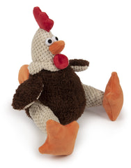 GoDog Checkers Fat Rooster has a body squeaker for interactive fetch and response.