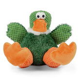 GoDog Checkers Sitting Duck Green Large toy with squeaker for engaging playtime.