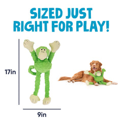 GoDog Crazy Tugs Monkeys squeaky toy pull-through arms enable dynamic play