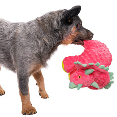 goDog Dinos Frills soft bubble plush enhances comfort during fetch.
