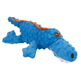 goDog Gators blue squeaky toy with plush bubble texture ideal for fetch.