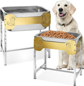 GOENDR elevated stand close-up with durable stainless bowls