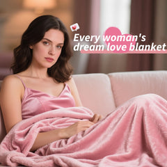 Gogobunny pink blanket close-up shows 260 GSM flannel for cozy warmth.