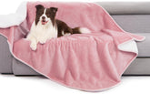 Gogobunny waterproof bed blanket pink, front view, protects furniture from spills.