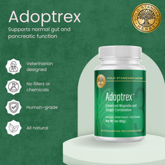 Gold Standard Herbs Adoptrex label closeup highlights all-natural magnolia and ginger