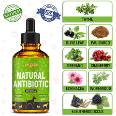 Golden Paw antibiotics dosing image showing easy administration for dogs of all sizes.