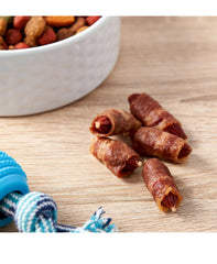 Golden Rewards air-dried jerky texture close-up showcases tender chewiness for dogs