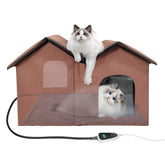 GOLOPET indoor heated cat house exterior shows a durable waterproof shell for year-round warmth.