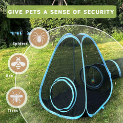GONPETGP cat tunnel connection demonstrates linking tunnels to the tent for extended play.