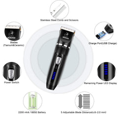Gooad clippers contents laid out showing all grooming tools