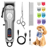 Gooad Dog Grooming Kit with titanium blade for precise trimming on thick coats.