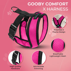 Gooby Comfort X Harness Flamingo Pink back D-ring enables secure, controlled walks.