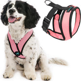 Gooby Comfort X Harness pink front view showing ergonomic design for comfortable walks.