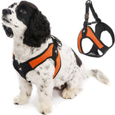 Gooby Escape Free Easy Fit Harness orange front view showing secure step-in design for small dogs