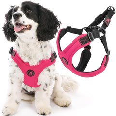 Gooby Escape Free Sport Harness pink front view for secure, comfortable walks.