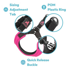 Gooby Escape Free Sport Harness pink neoprene padding reduces chafing.