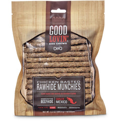 Good Lovin' Chicken Basted Rawhide Munchie pack-40 for durable chews and savory flavor