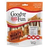 GOOD 'N' FUN Mighty Chewer Stick rawhide chew for dogs, long-lasting entertainment.