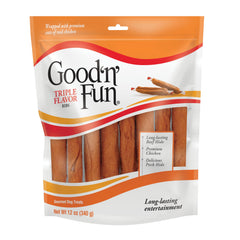 Good 'n' Fun Triple Flavor ribs beef hide chew for long-lasting dog chewing