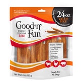 GOOD 'N' FUN Triple Flavor Ribs beef hide chew for dogs, a long-lasting treat.