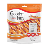 GOOD N FUN Triple Flavor Twists beefhide chew for durable canine entertainment.