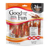 GOOD 'N' FUN Triple Flavor Wings wrap image; a tasty, long-lasting chew for dogs.