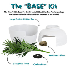 Good Pet Stuff hidden litter box planter carbon-filter system for odor management.