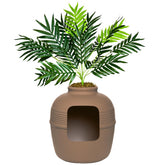 Good Pet Stuff hidden litter box planter in chestnut brown, front view blending with decor.