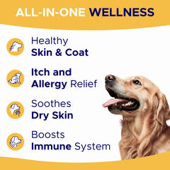 GOODGROWLIES dog skin and coat chews jar closeup shows easy-to-dose treats