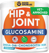 GoodGrowlies glucosamine dog chews front view for joint support.