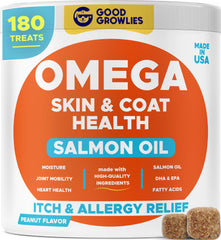 GOODGROWLIES Omega3 dog bottle offers easy daily skin care