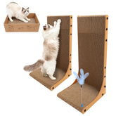 Goosheep L-shaped scratcher 22in front view protects furniture while cats stretch.