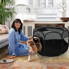 Goozii playpen with breathable mesh windows for airflow
