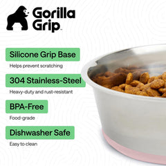 Gorilla Grip 304 stainless steel bowls close-up showing durable interior