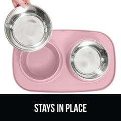 GORILLA GRIP bowls on raised-edge mat prevent overflow during mealtime