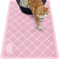 GORILLA GRIP cat litter mat with coil mesh traps litter for cleaner floors.