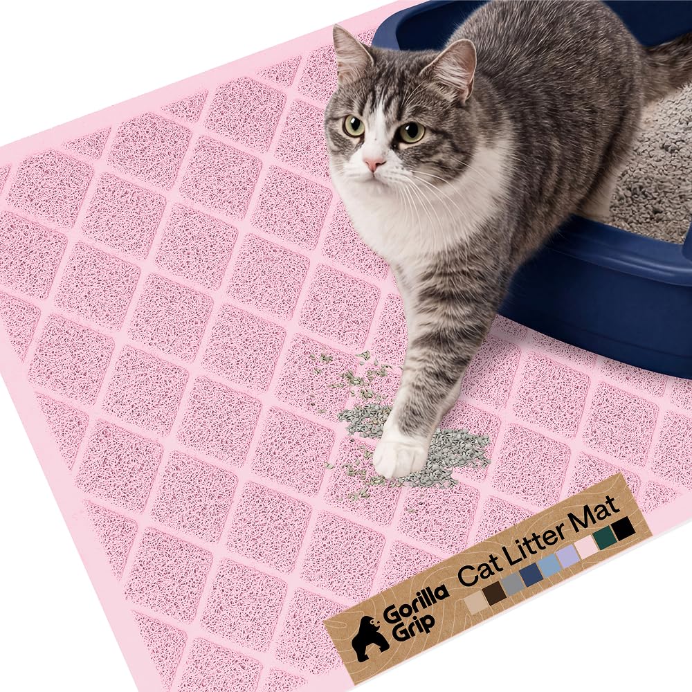 GORILLA GRIP cat litter mat top view traps litter, reducing floor mess