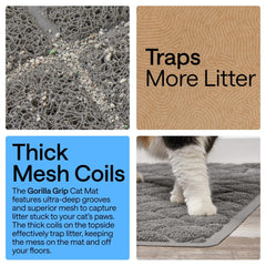 GORILLA GRIP cat litter mat features a textured backing that stays in place.