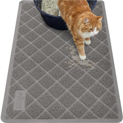 GORILLA GRIP cat litter mat with coil mesh traps litter at the source for a cleaner floor.