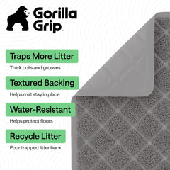 GORILLA GRIP mat deep grooves hold stray litter, reducing scatter