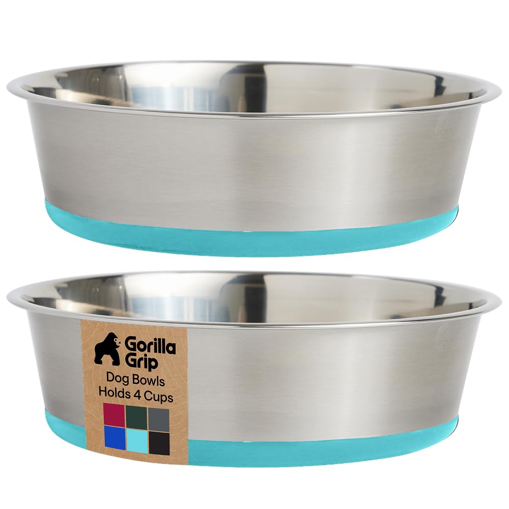 GORILLA GRIP dog bowl with 4-cup capacity for stable meals.