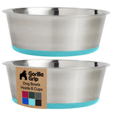 GORILLA GRIP stainless steel dog bowl with 6-cup capacity for large dogs