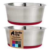 GORILLA GRIP stainless steel dog bowl with 8 cup capacity for large meals