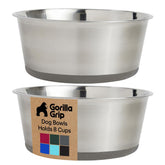 GORILLA GRIP 8-cup dog bowls for easy feeding of large breeds.